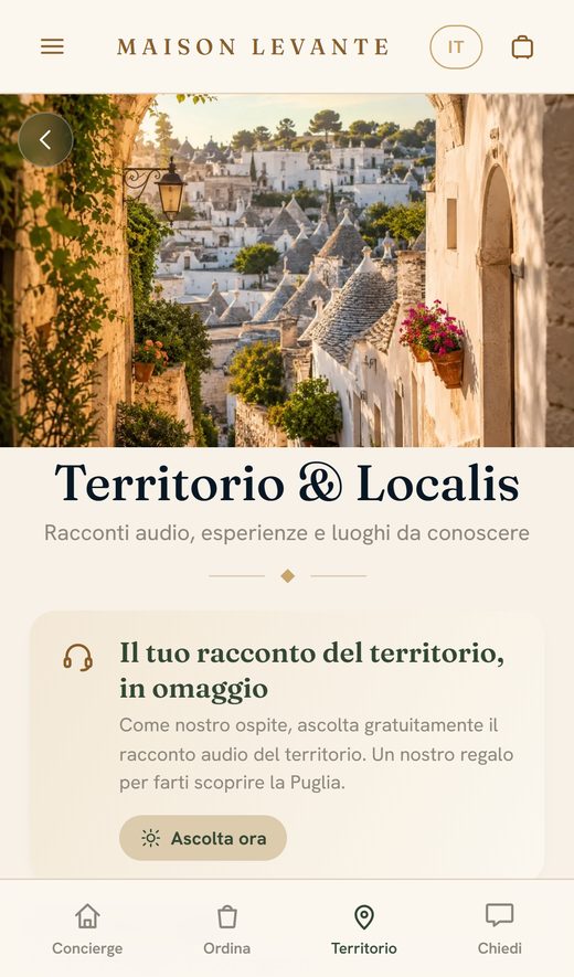 La sezione Territorio nell'app ospite